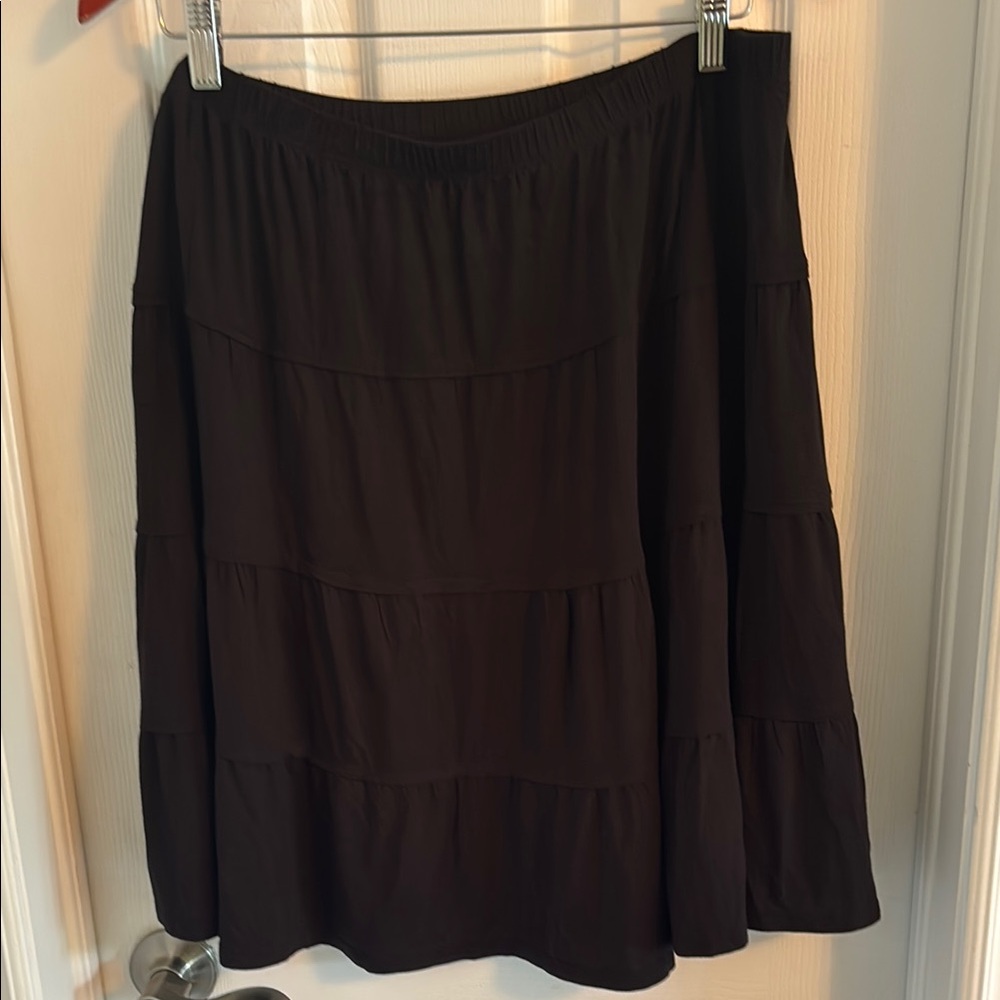Style & Co Black Tiered Midi Skirt-XL